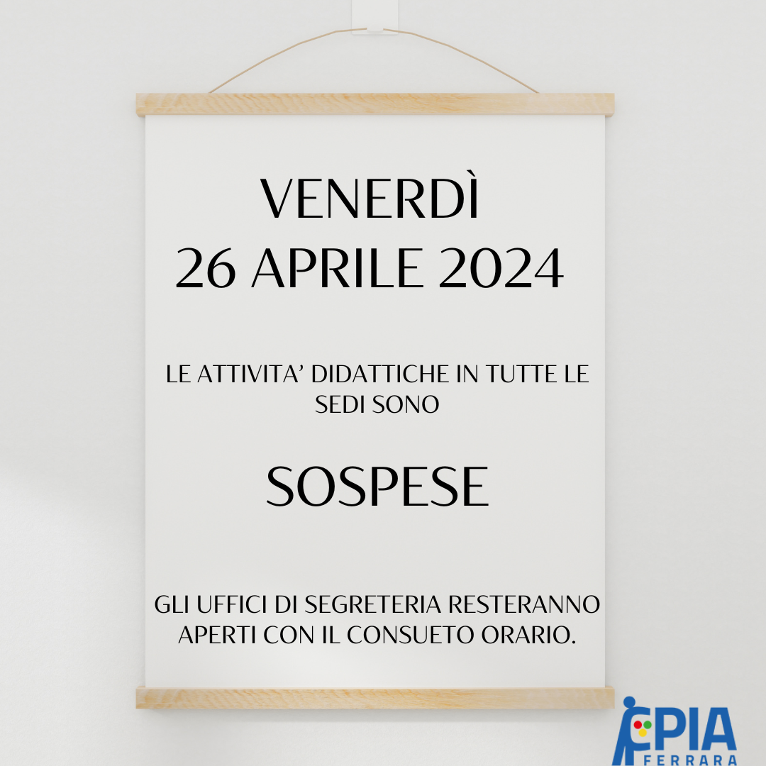 SOSPENSIONE LEZIONI DEL 26 APRILE 